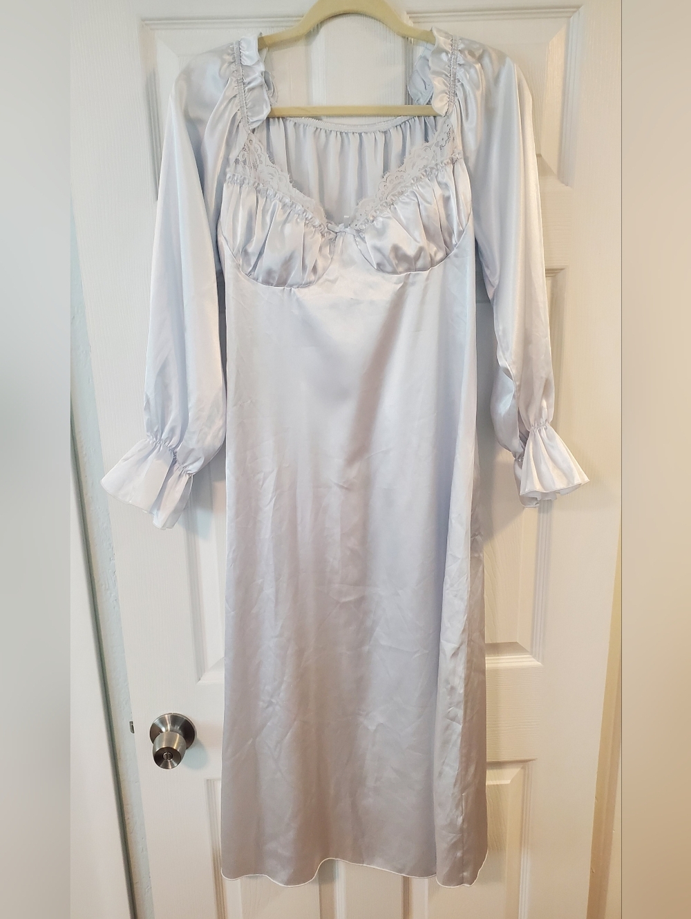 Lace-Trim Satin Nightgown Size Medium